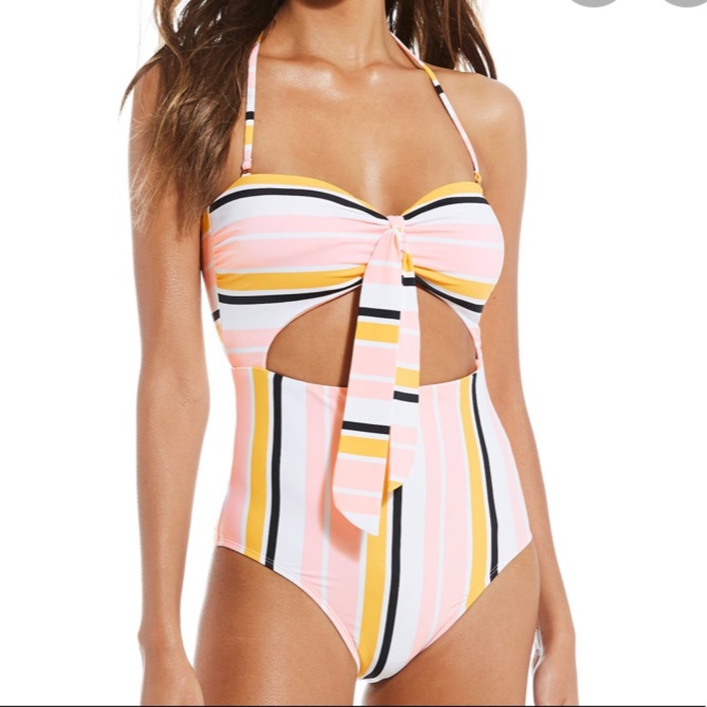 NWT Gianni Bini RetroStripe Bandeau Knot One Piece